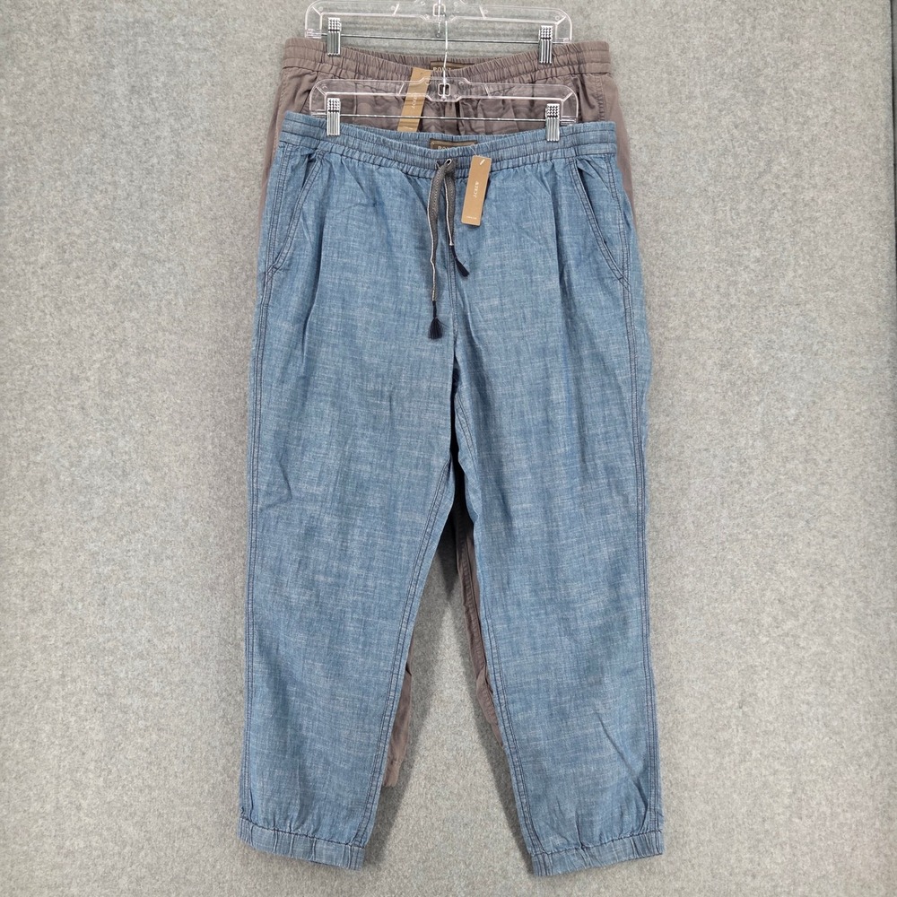 J.Crew Point Sur NEW Women 14 Tall Set of 2 Linen Blend‎ Jogger Pants Blue Gray